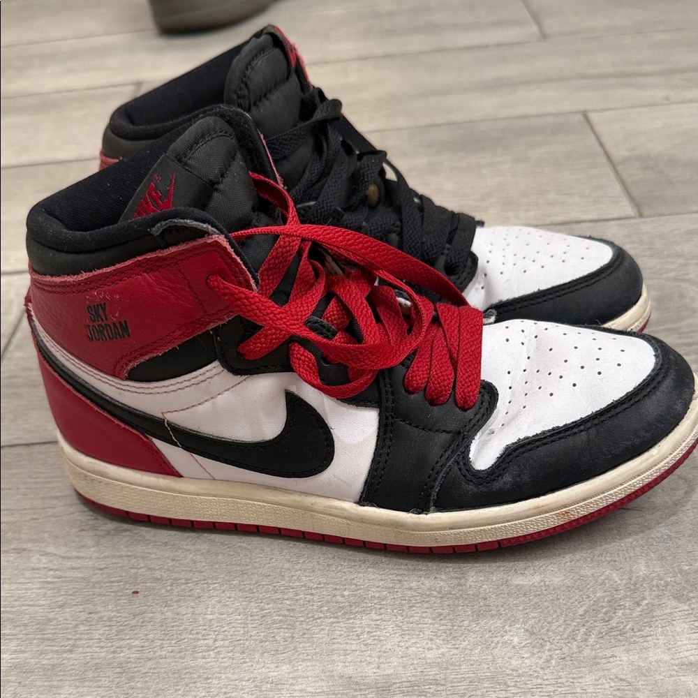 Jordan Kids High-Top Sneakers — Black, White & Red